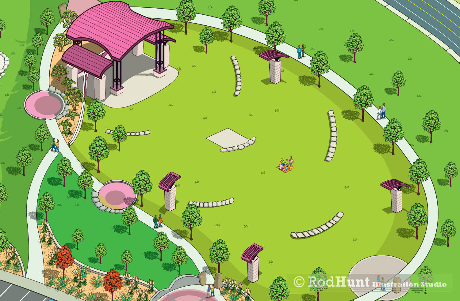 Music concert venue map of public performance space in Centennial Center Park Colorado