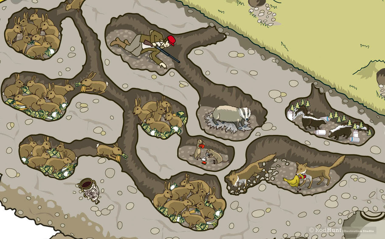 Funny detailed illustrations for advertising