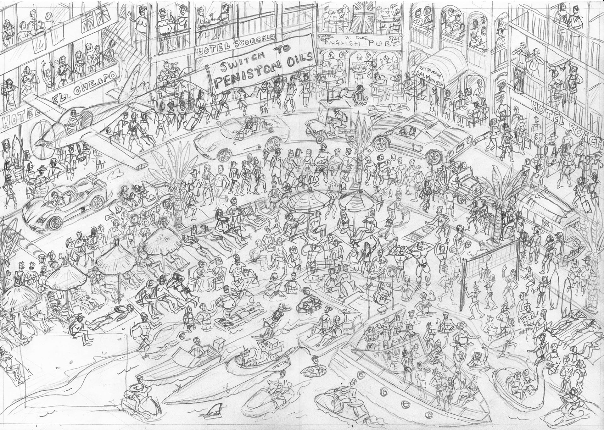 Concept Pencil sketches for a picture book