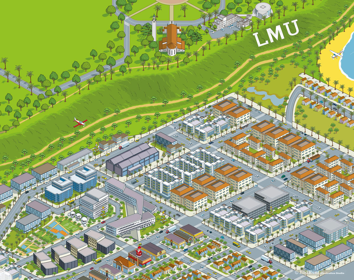 Illustration of Silicon Beach, LA for LMU 