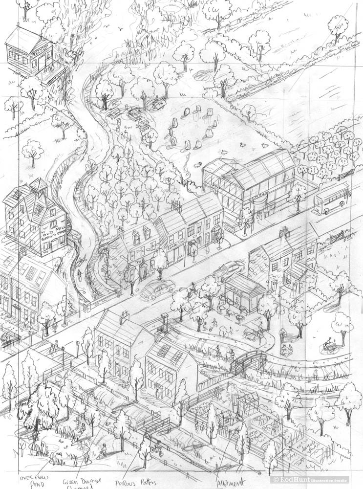 Concept Pencil Sketches for Environment Illustration 