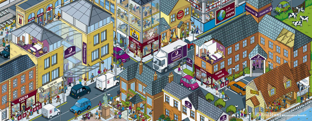 Hospitality Business Corporate Website - Isometric Cityscape Illustration