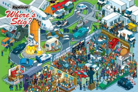 Official Licensed BBC Top Gear Where's Stig? Large A1 Poster  illustrated by Rod Hunt