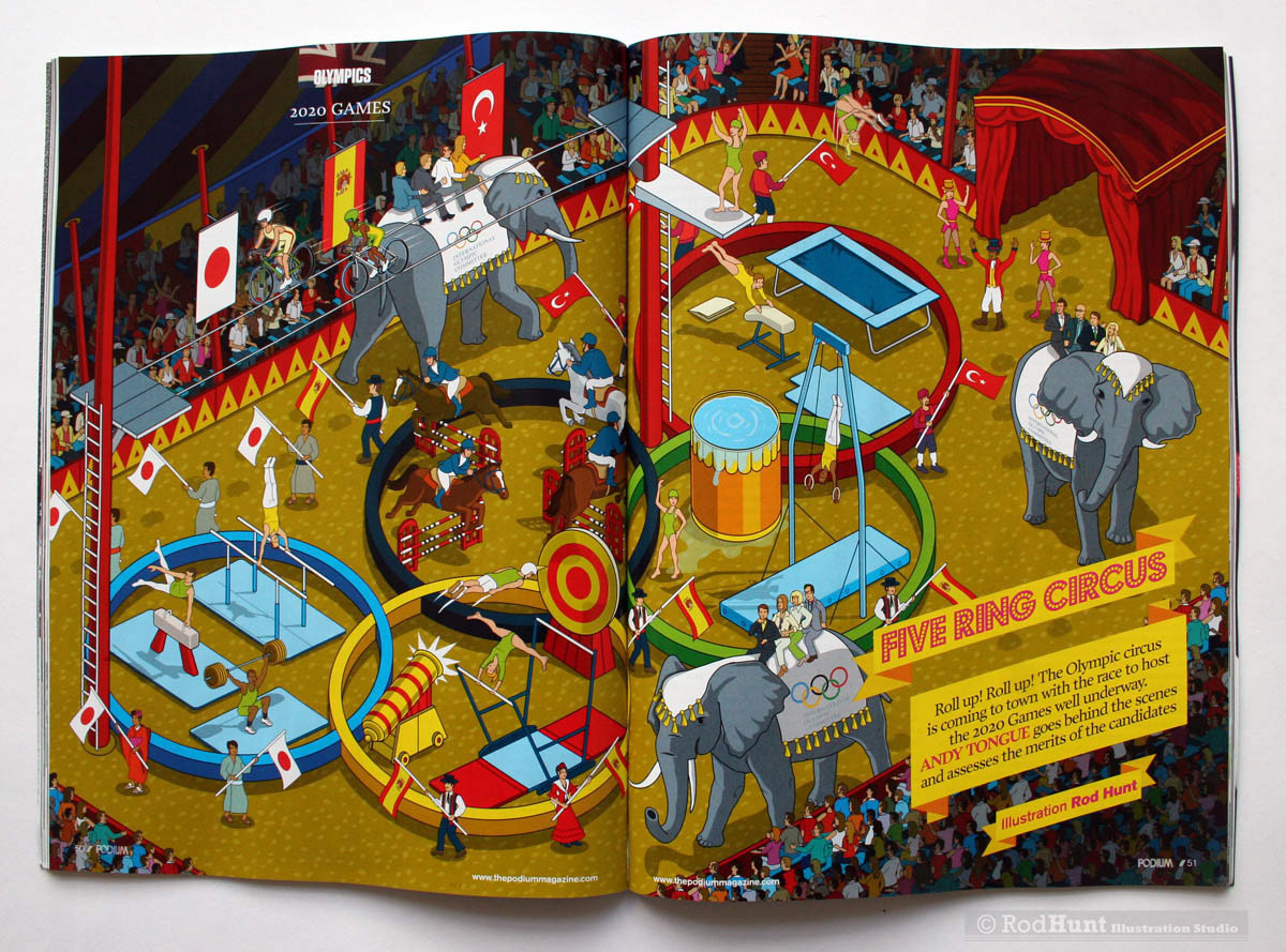 Sports magazine editorial illustration for an article on the Olympic Games