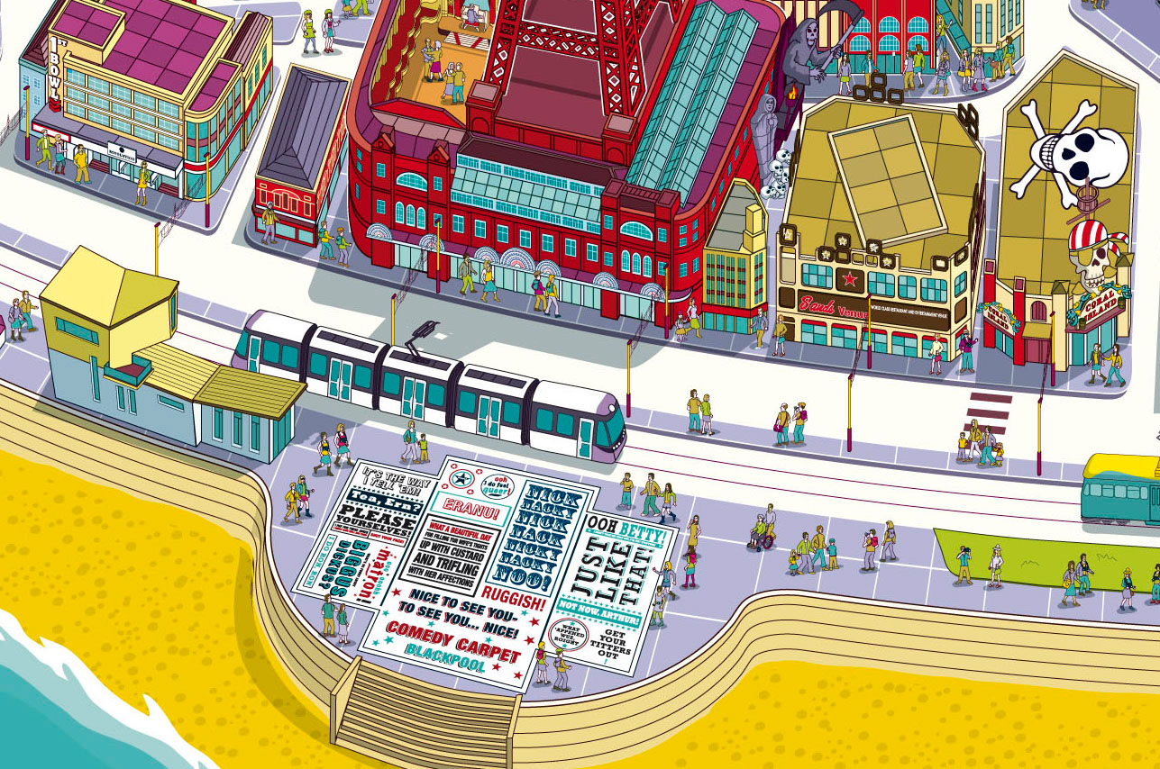 Blackpool Visitors Attraction Tourism Guides illustrated by Rod Hunt