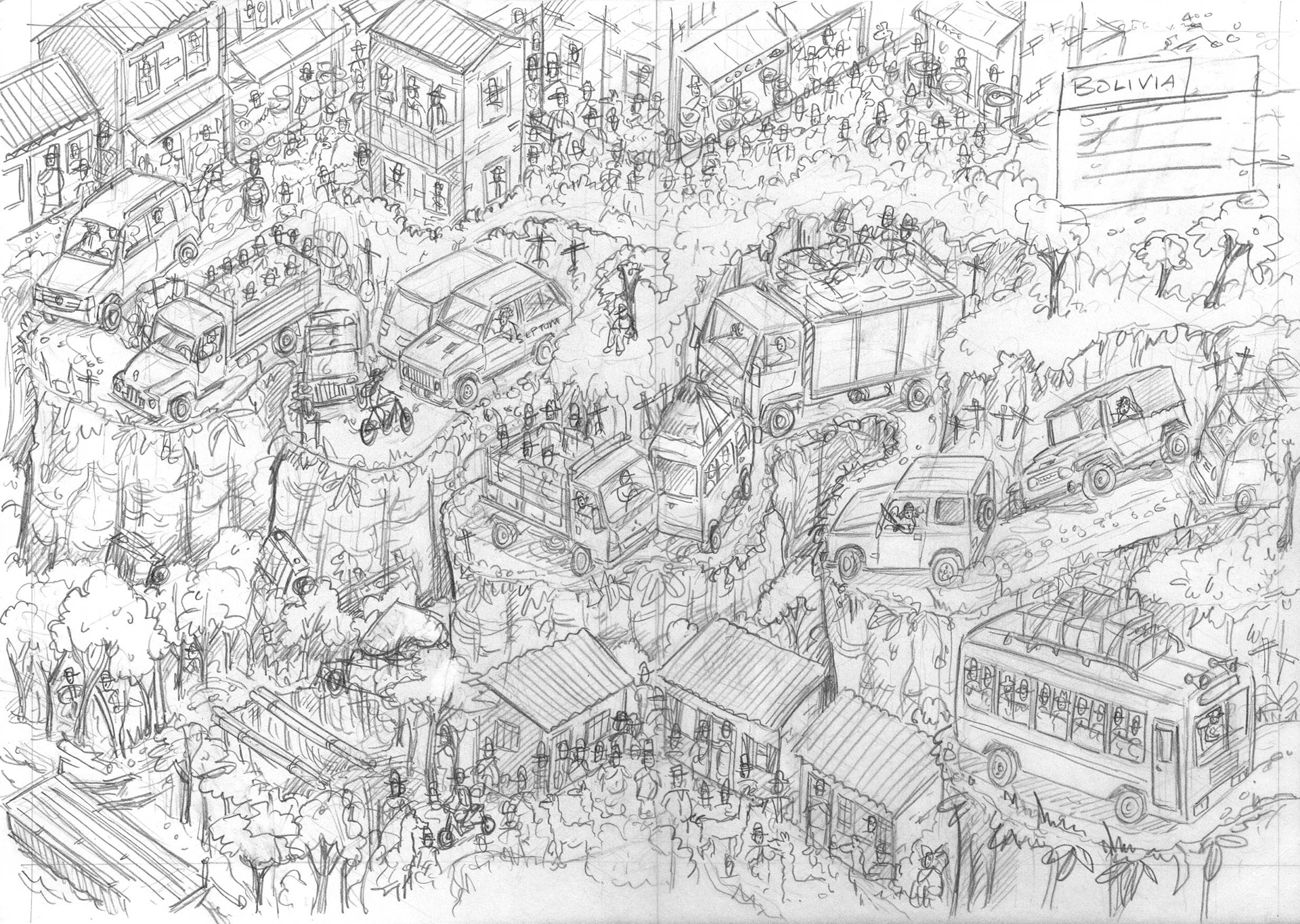 Original pencil sketches for a search and find children's book