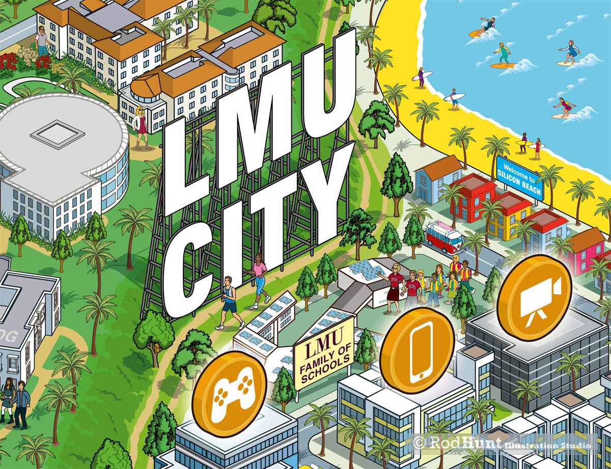 Illustrated City Maps - University campus map illustration