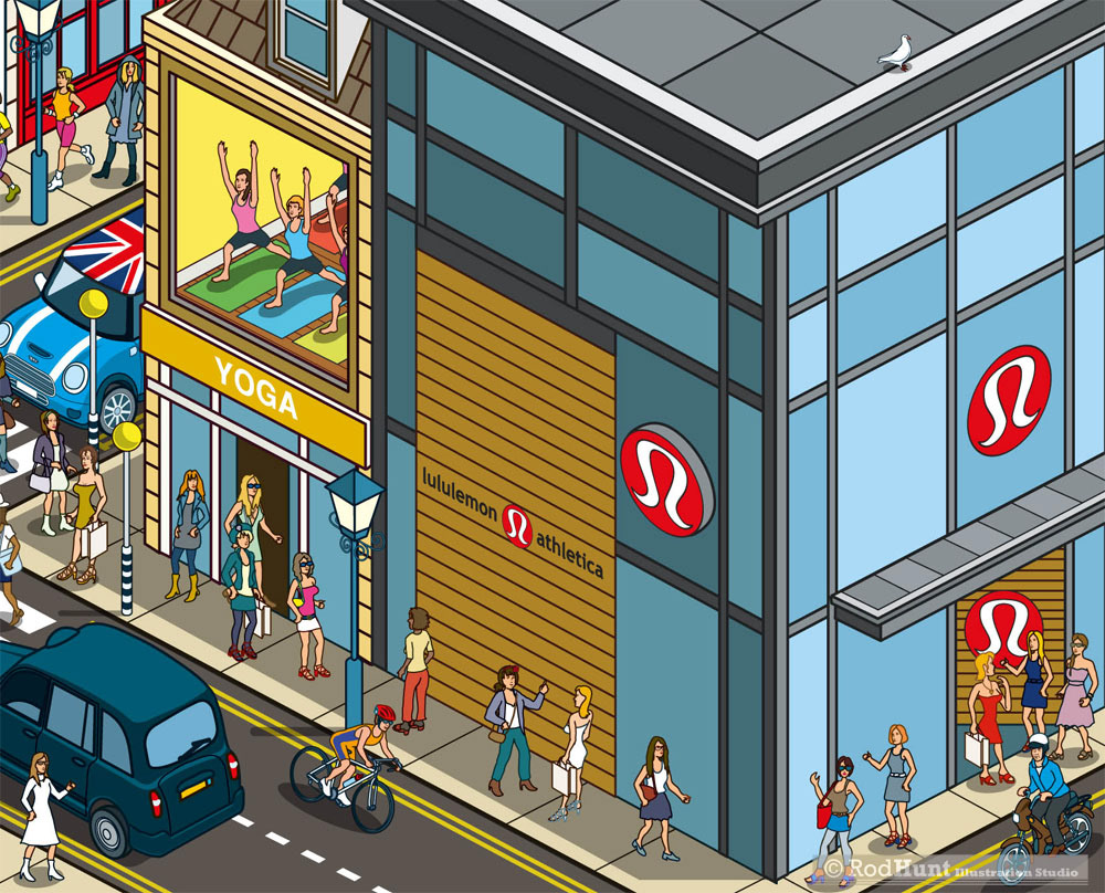 Lululemon Athletica store illustrations for The Business of Fashion