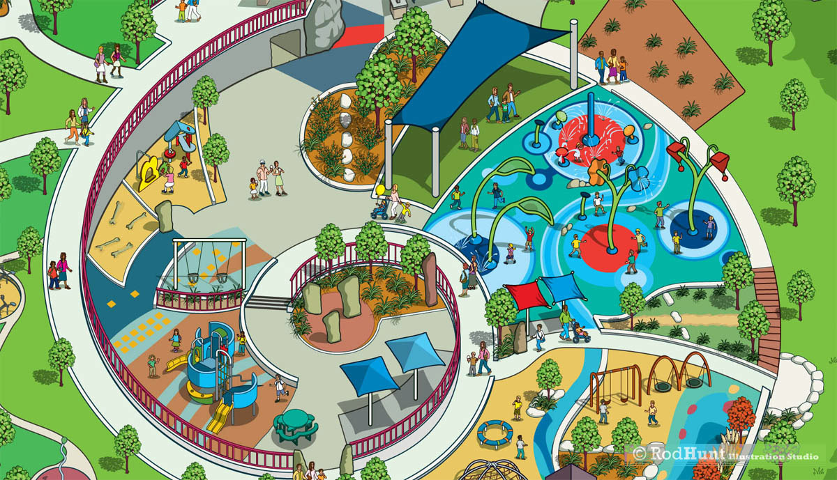 Children's Playground cartoon map illustration