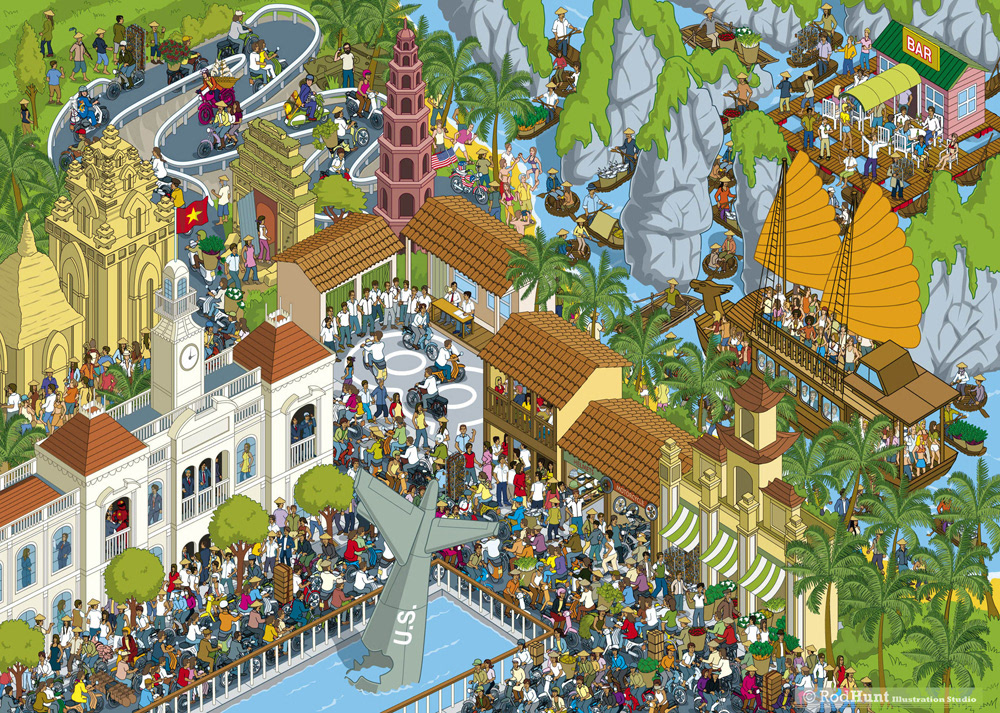 Vietnam travel illustrations 