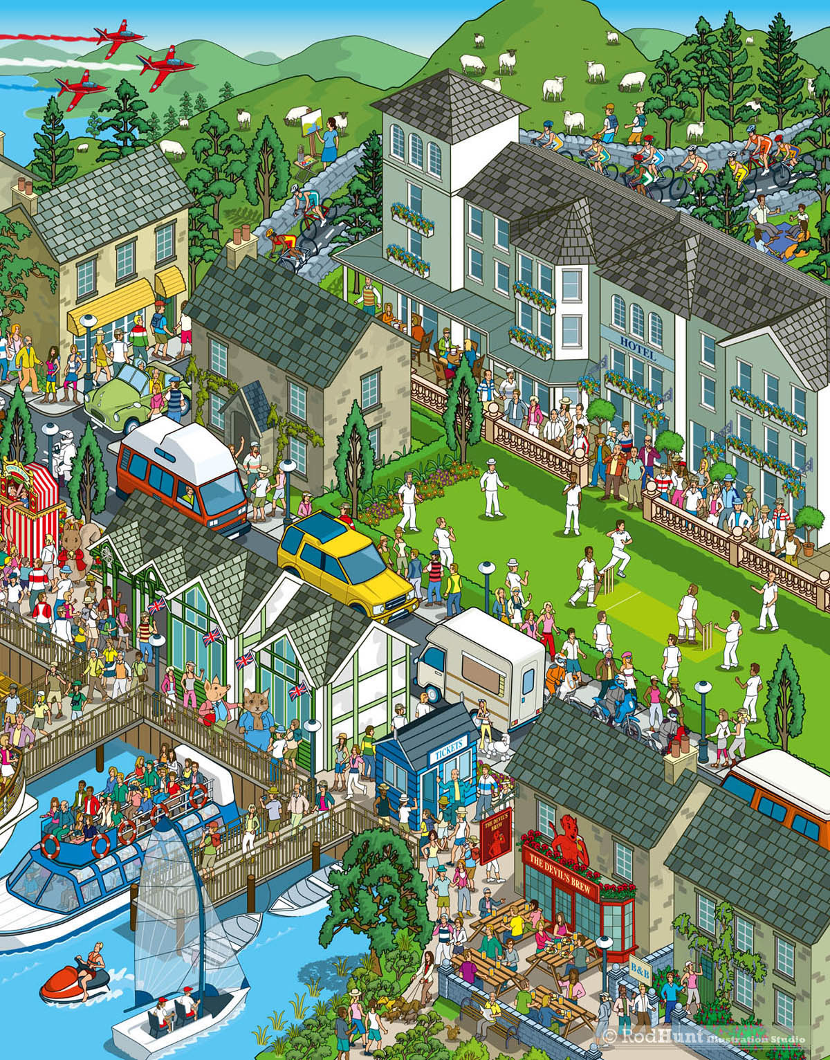 Lake District Visitors Tourist Map Illustration