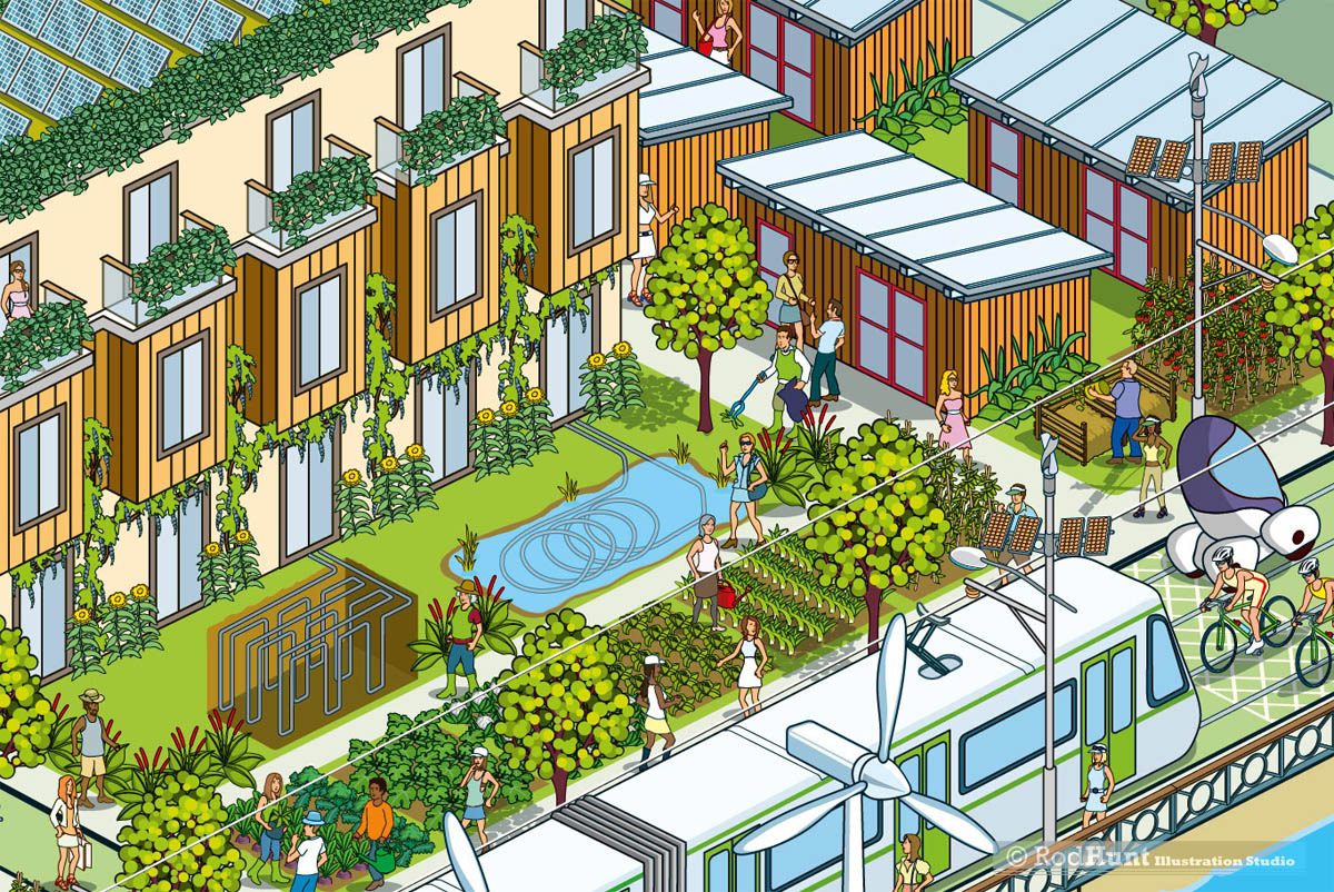 Future City Illustration - Environmental Sustainability