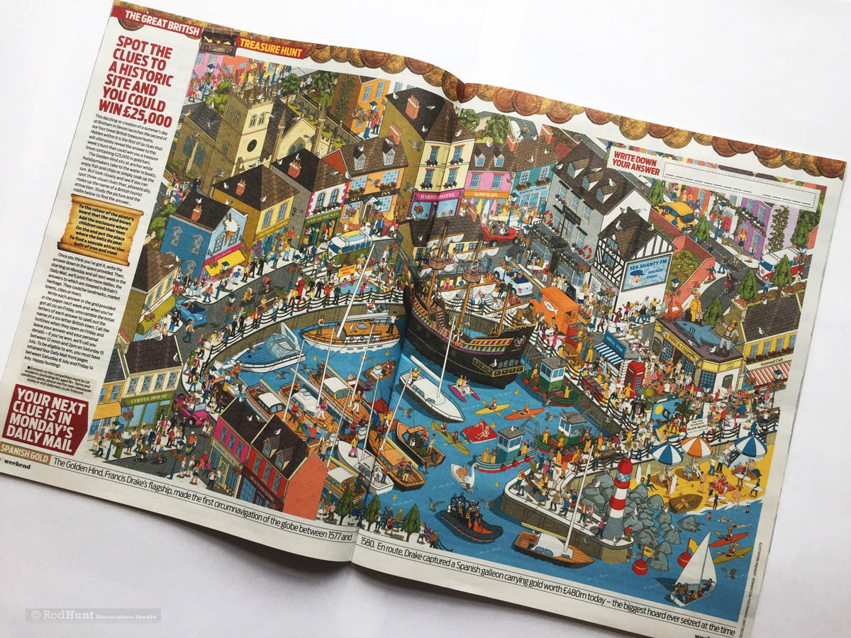 Brixham, Devon Seaside harbour illustration - highly detailed pixel art isometric illustrator