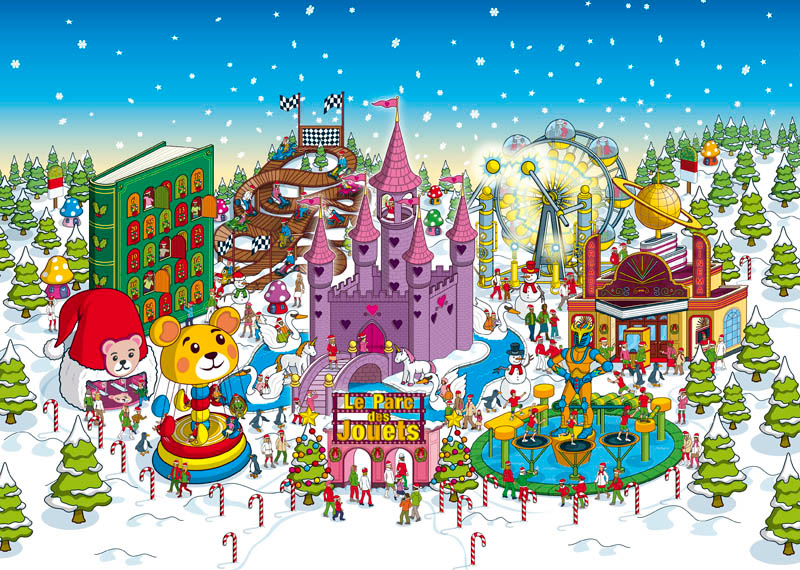 Rod Hunt illustrated this Christmas Advertising Campaign for supermarket business Intermarché