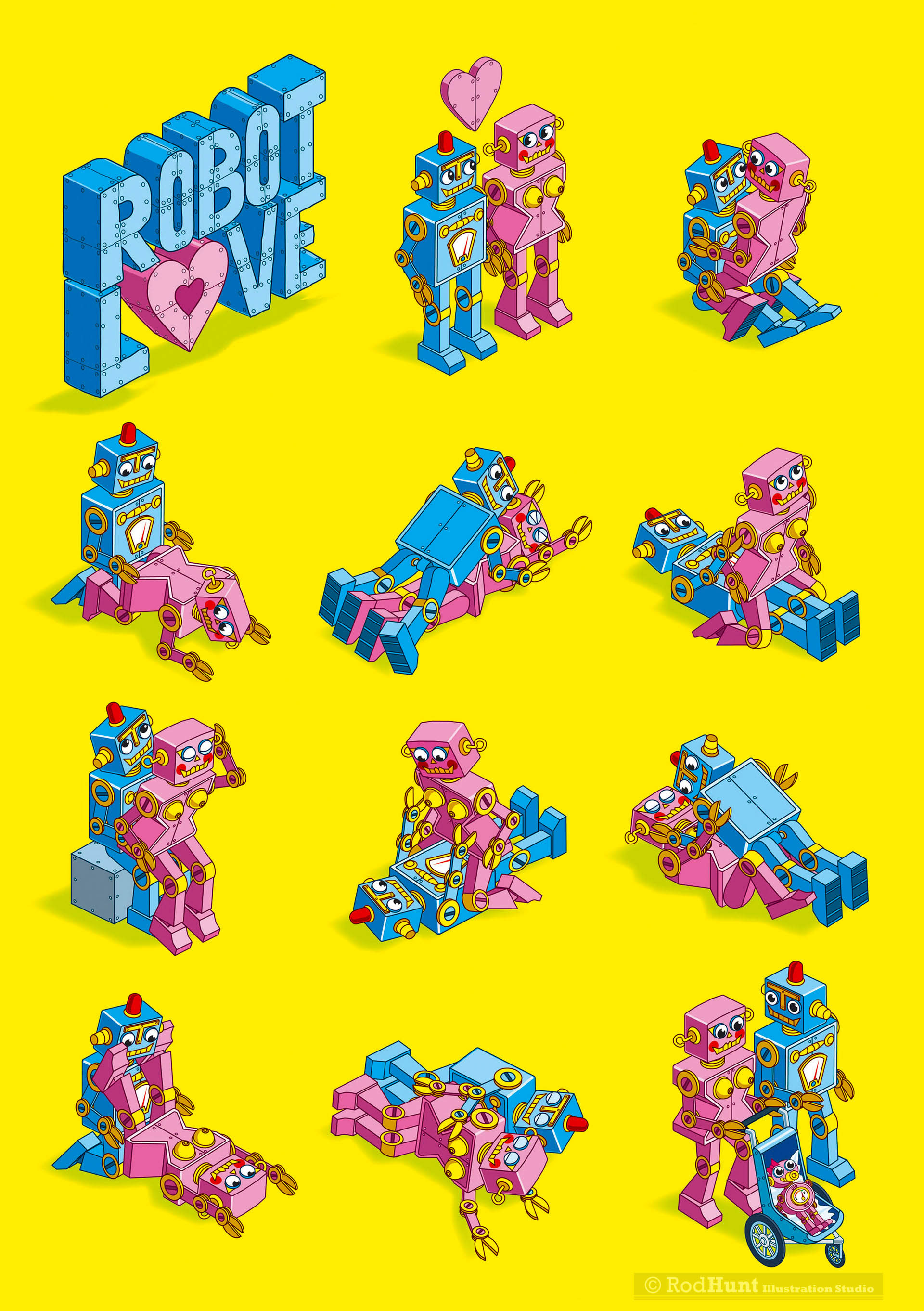Robot Love Poster and art print - Rod Hunt created this Robot Kama Sutra poster and art print for an exhibition 