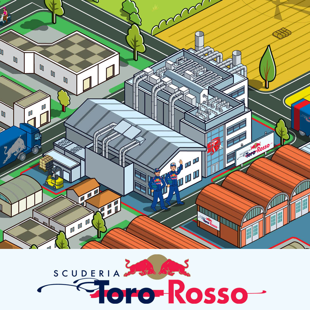 Map Illustrators - Pixel Art Illustrations of a Formula 1 team factory