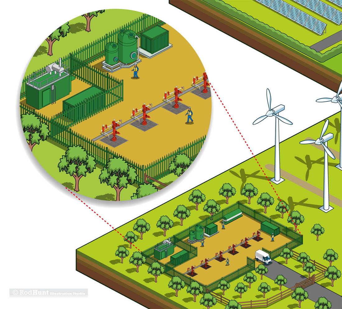 Isometric information graphics illustration - business & the energy sector