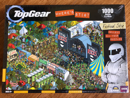 Official Licensed BBC Top Gear Where's Stig? Jigsaw Puzzle by Holdsons -illustrated by Rod Hunt
