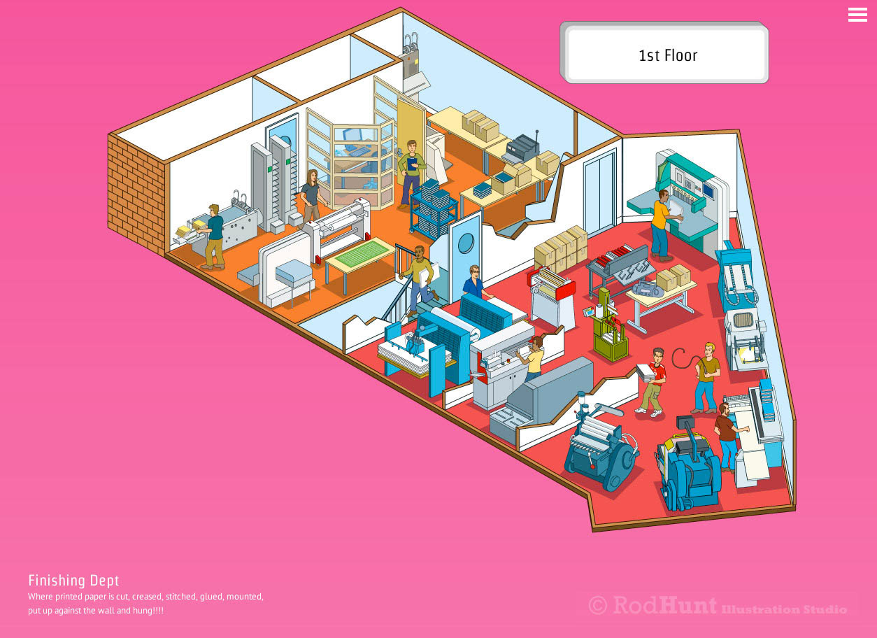 Exploded view Isometric Building architecture map illustration