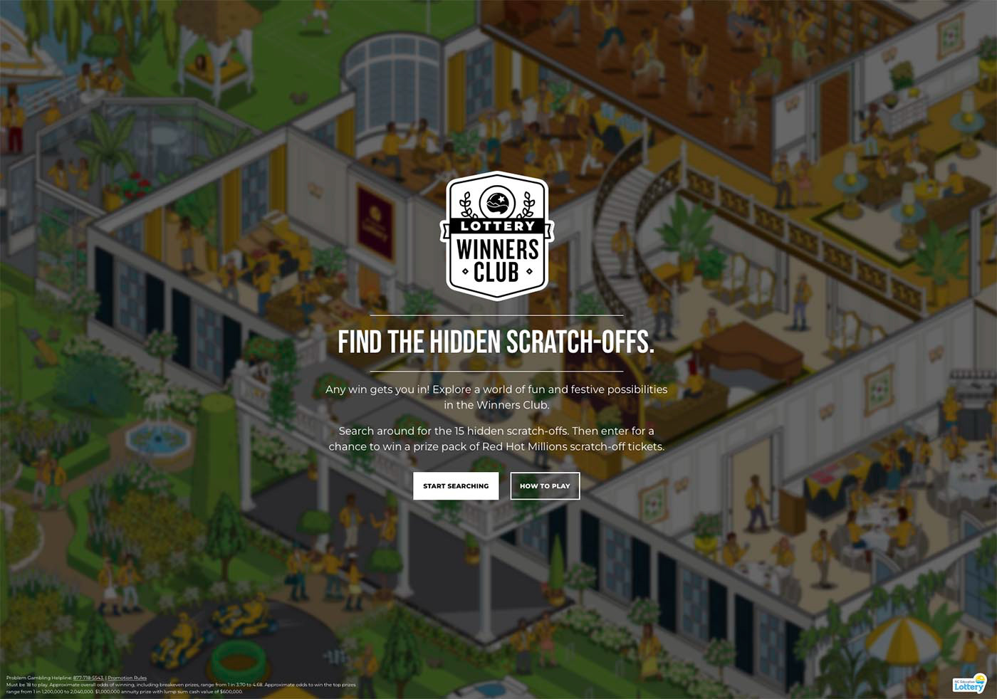 North Carolina Education Lottery Winners Club - Search and find vial game website - illustration by Rod Hunt