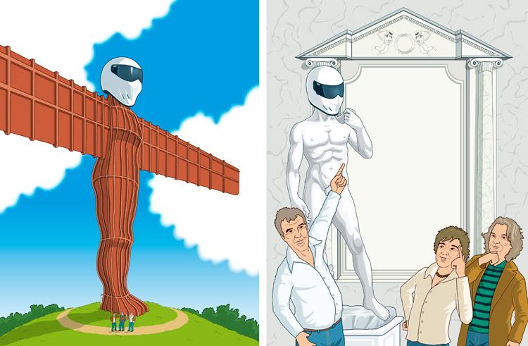 The Stig with the Top Gear presenters