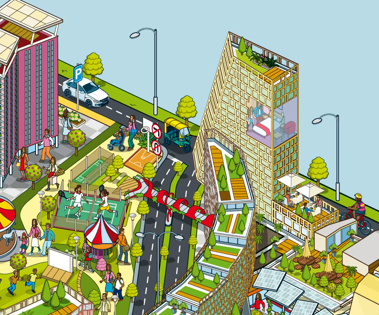 Architectural city maps illustrated