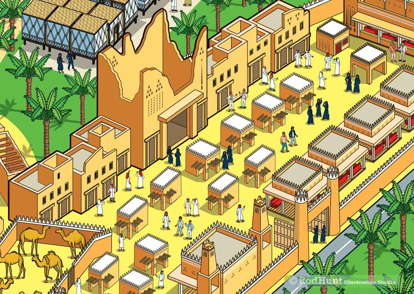 Historic Map Visitors Guide Illustrations - Tourism Heritage Site Map Illustrator