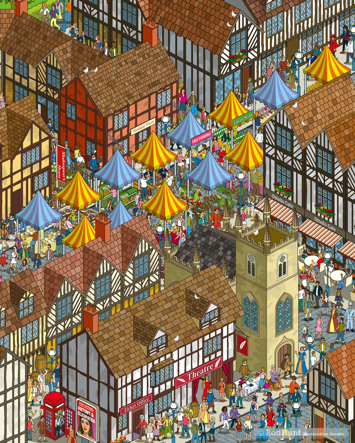 Isometric illustration Stratford Upon Avon