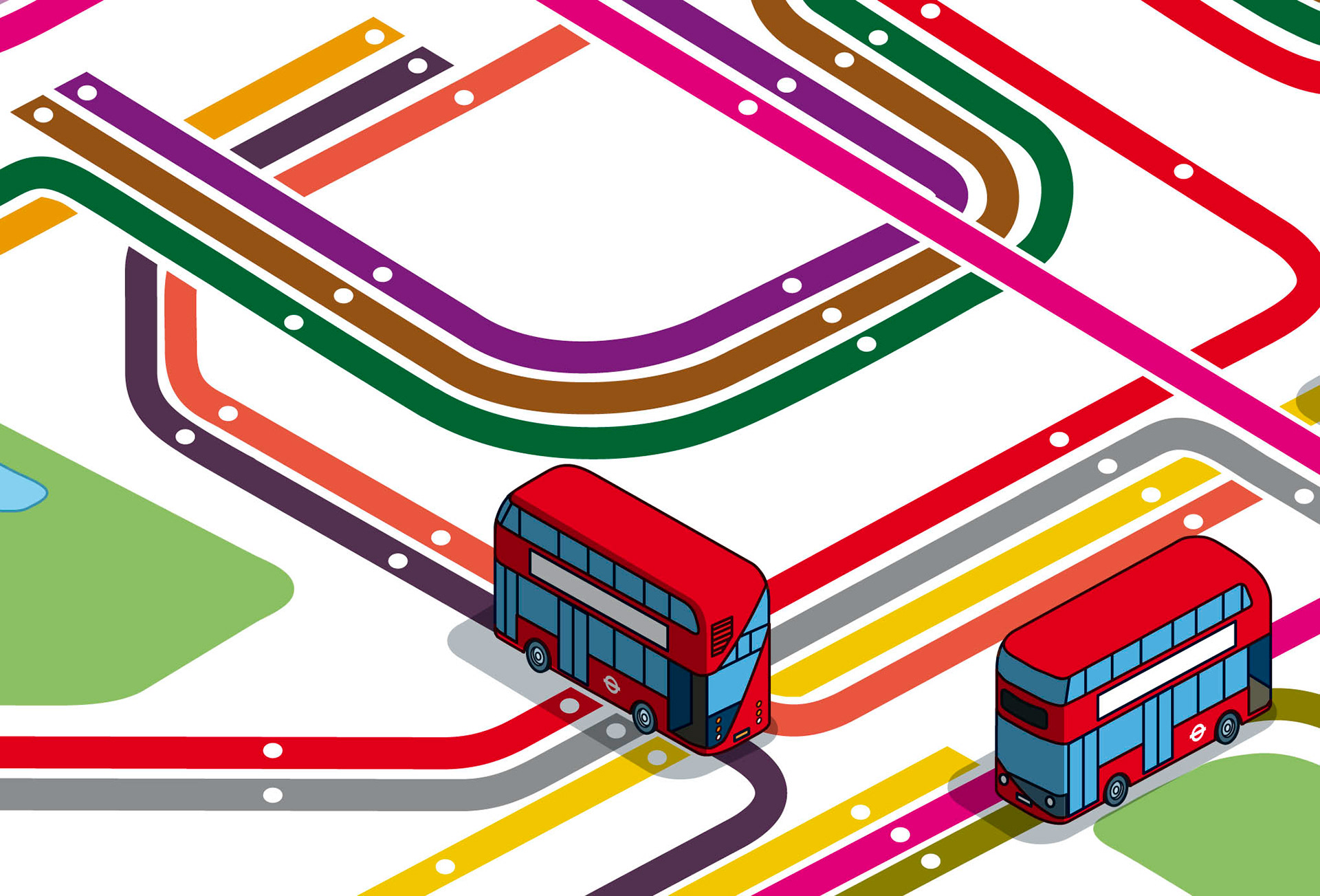 Bus Route Map art and illustrations 