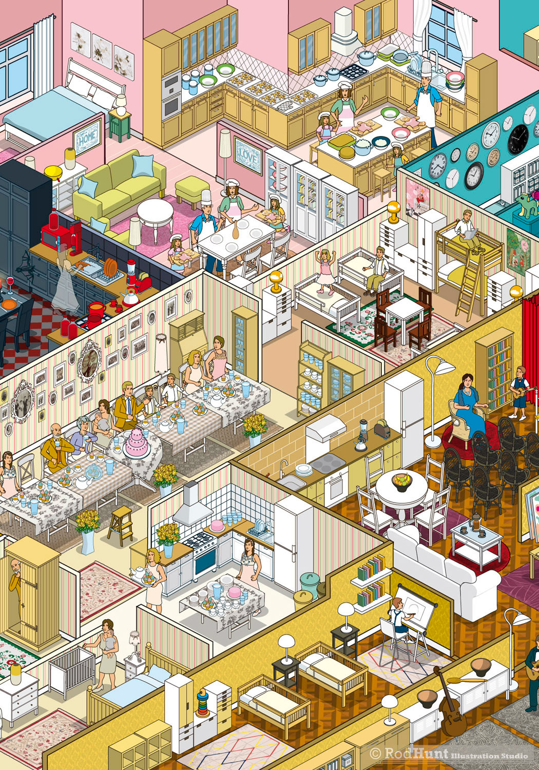 Branding illustrations, Planning your ideal home furnishings illustration in a Pixel Art style for IKEA advertising campaign on Furniture & Homes