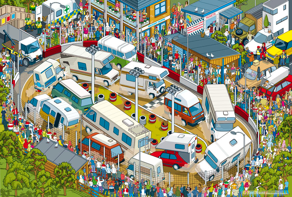 Motorhome Stock Car Racing Illustration - Picture Book Illustrator