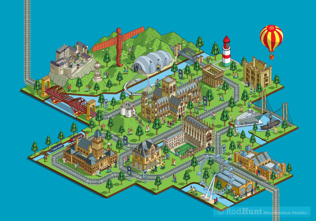 UK Rail Map Illustration East Coast Mainline Network Rail