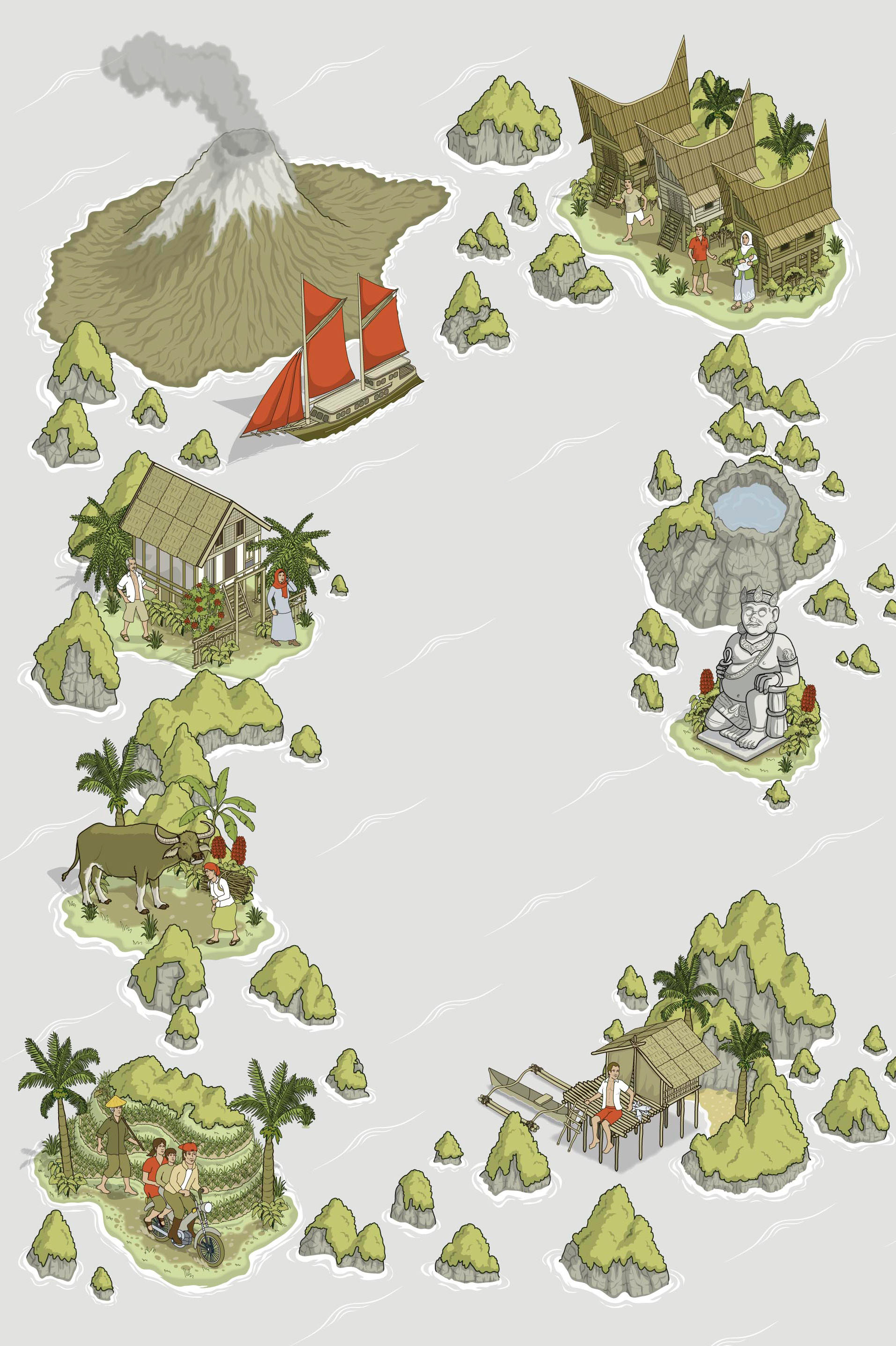 Travel illustrations for a non-fiction book 