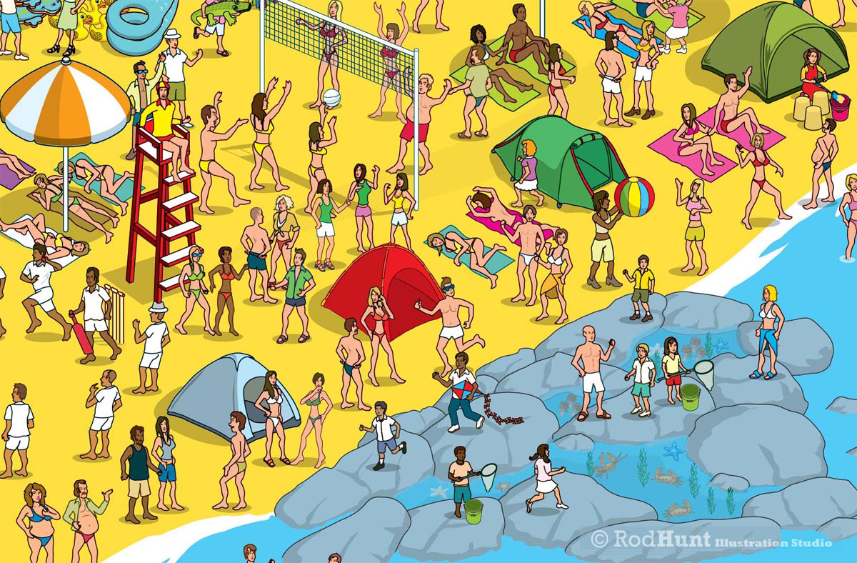 Highly detailed Editorial Illustrations of the seaside 