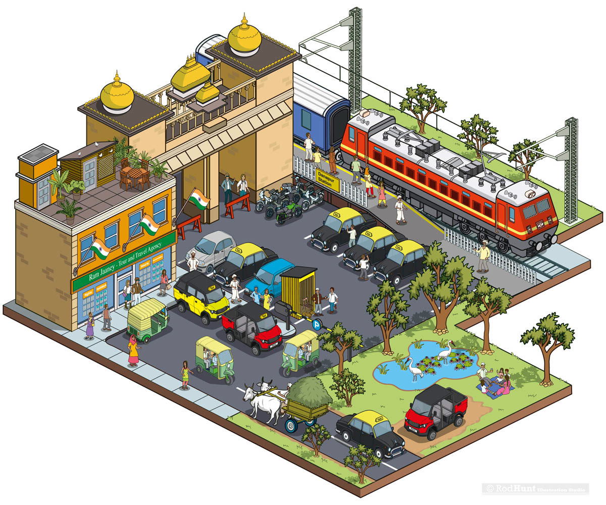 Travel illustrations of India and Indian Cities