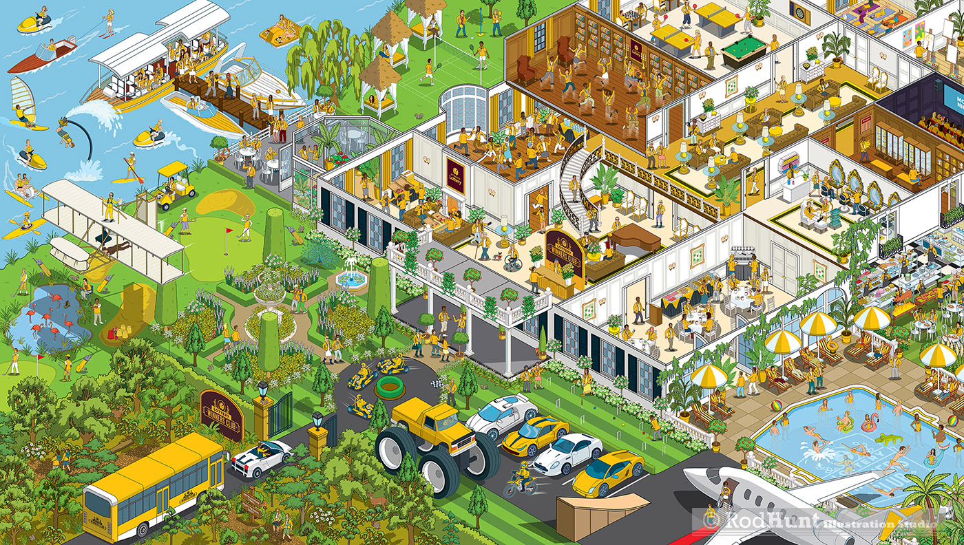 North Carolina Education Lottery Winners Club - Where's Waldo / Wally inspired Search and find illustration by Rod Hunt