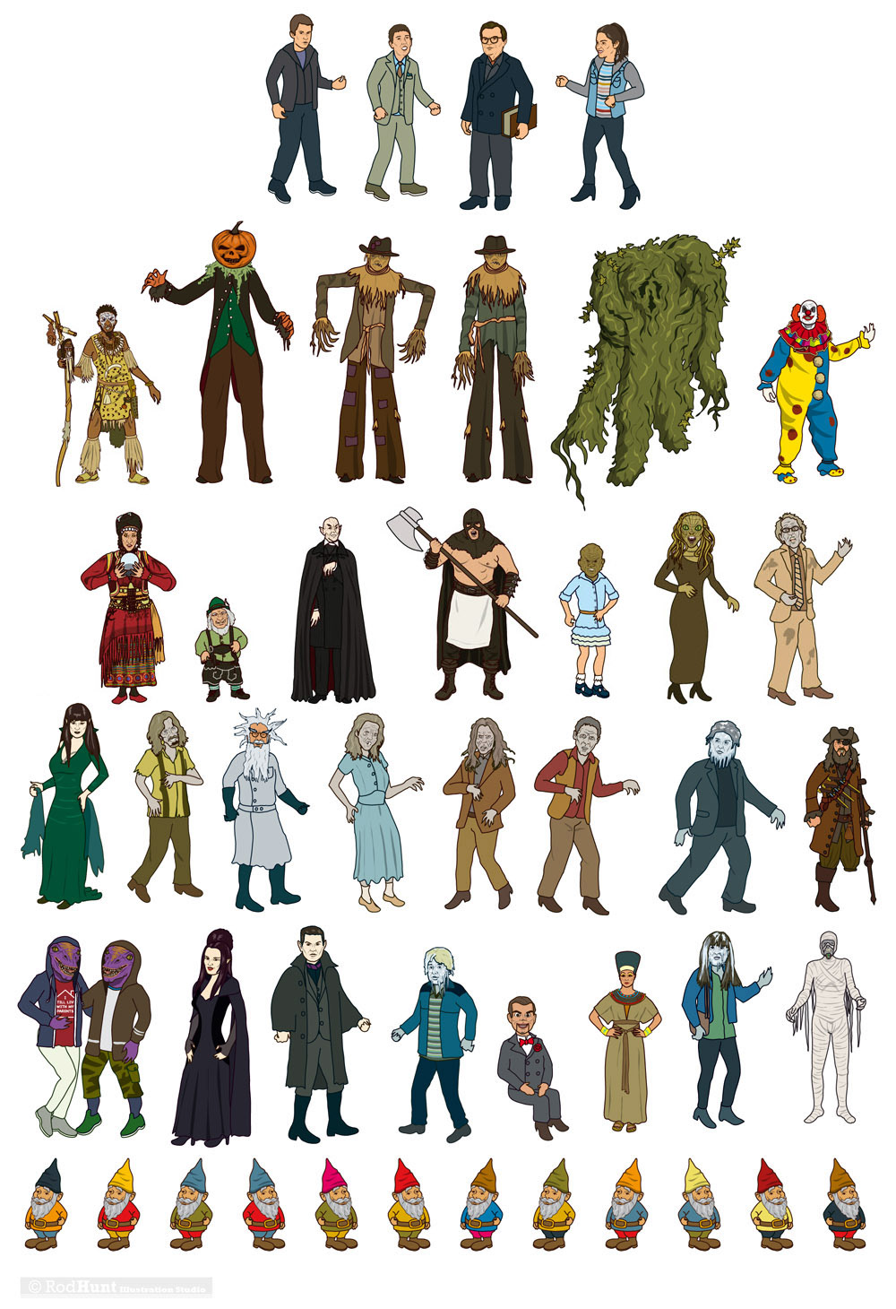 Goosebumps Movie Characters in Seeks and find game, illustration for film, TV and entertainment industry