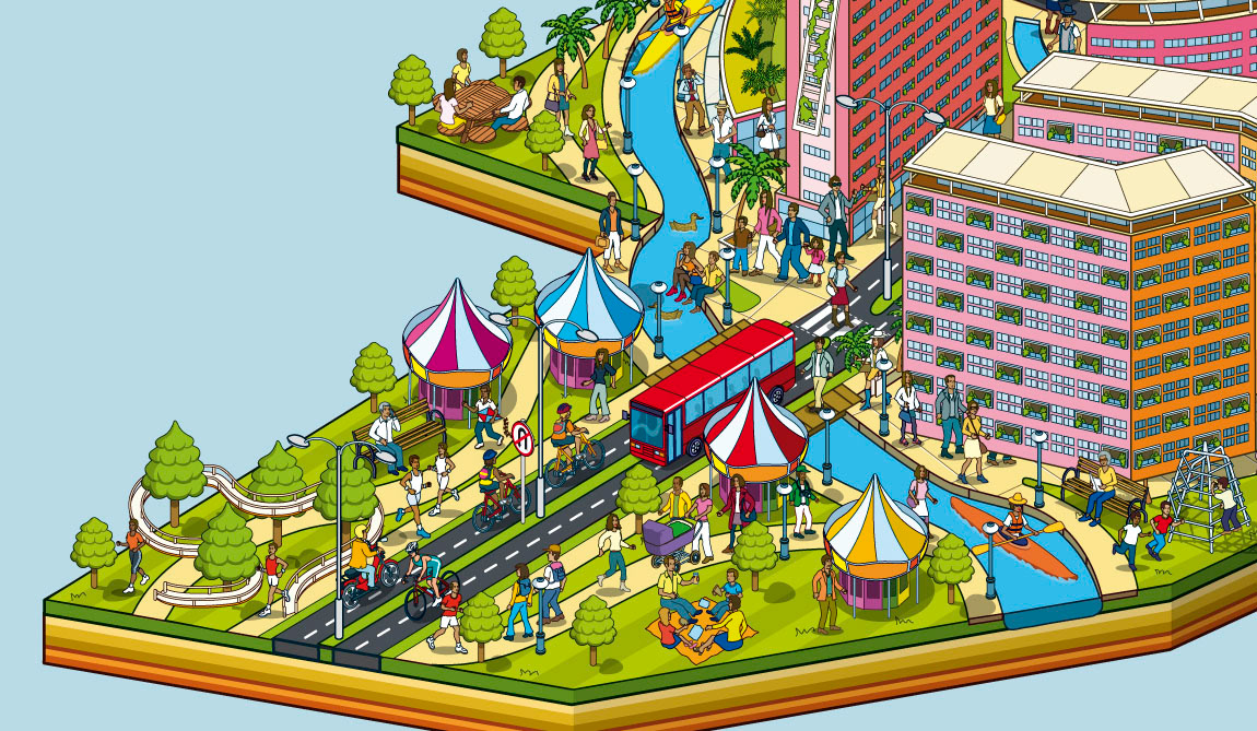 Isometric city maps of an dian property development