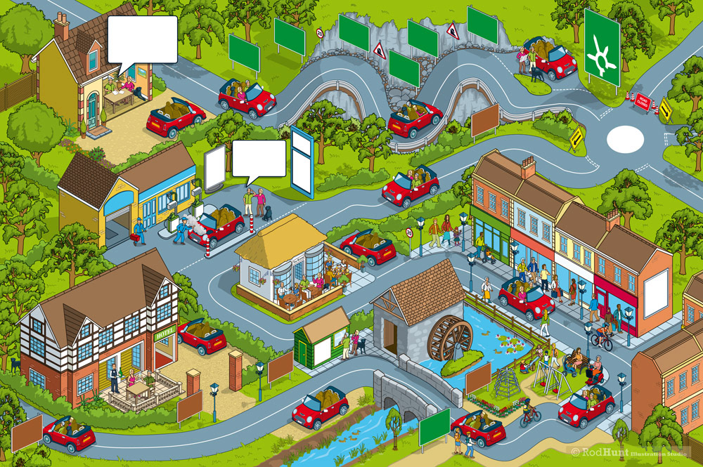 Healthcare Support Discussion Map Illustrations created to support patients with medical conditions and their families