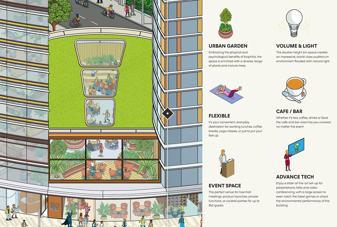 Cutaway interior illustration 50 Electric Blvd - Battersea Power Station