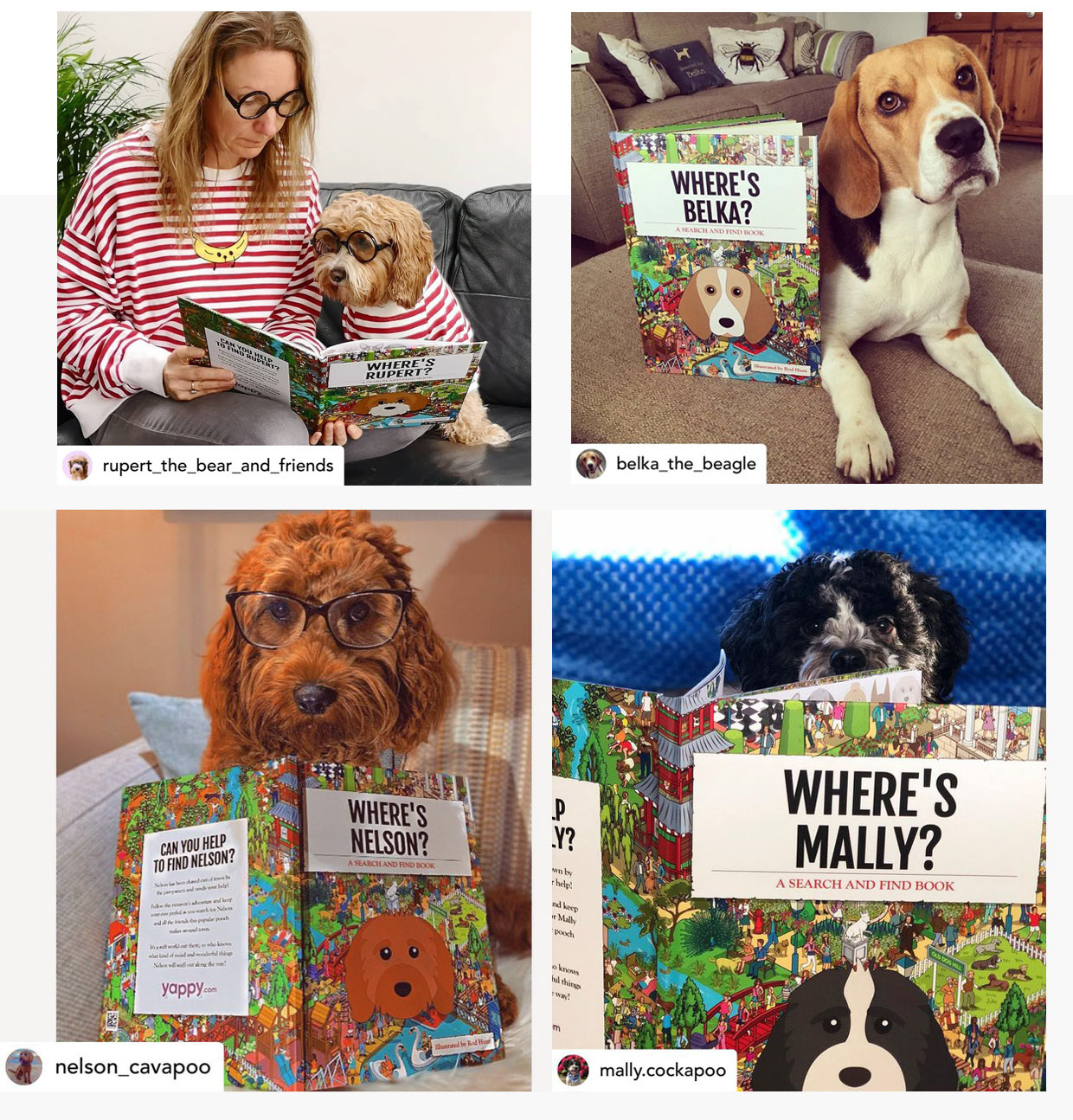Dogs with their own personalised Where's Your Dog? picture books
