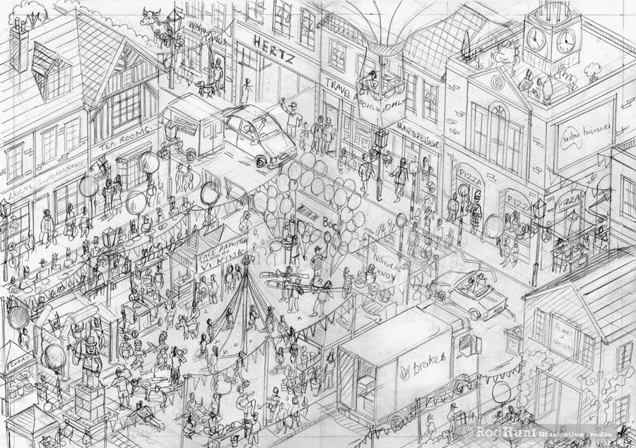 Pencil Sketch for Marketing Campaign Illustration