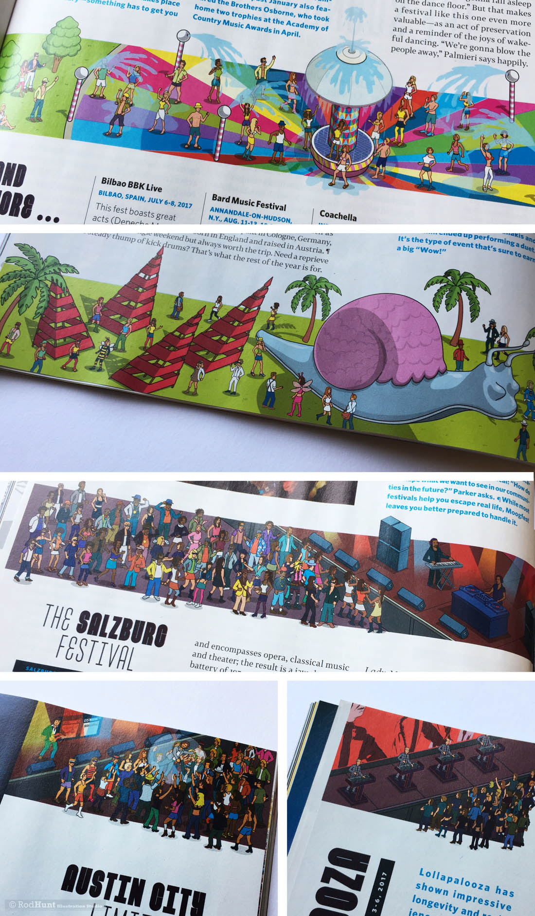 Spot illustrations in magazines and newspapers