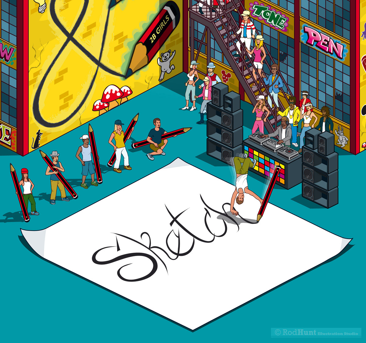 Hip Hop illustrations and pixel art