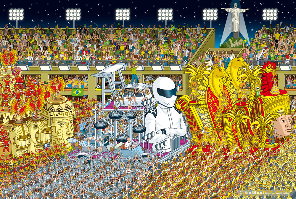 Highly detailed Search and Find illustrations of Rio Carnival  for a Children's picture book publisher