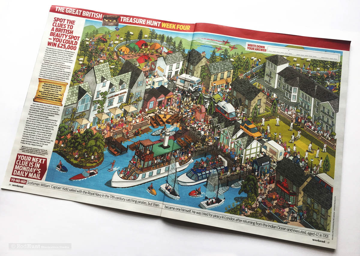 Lake District illustration in isometric perspective