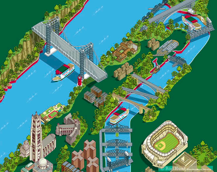 Detailed NYC Landmarks Map illustrated for a tourism and visitors guide
