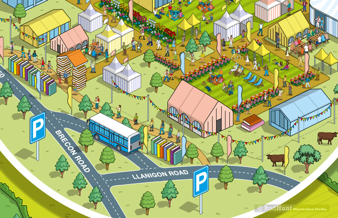 Hand Drawn Event Maps by map designer and illustrator - Hay Literary Festival