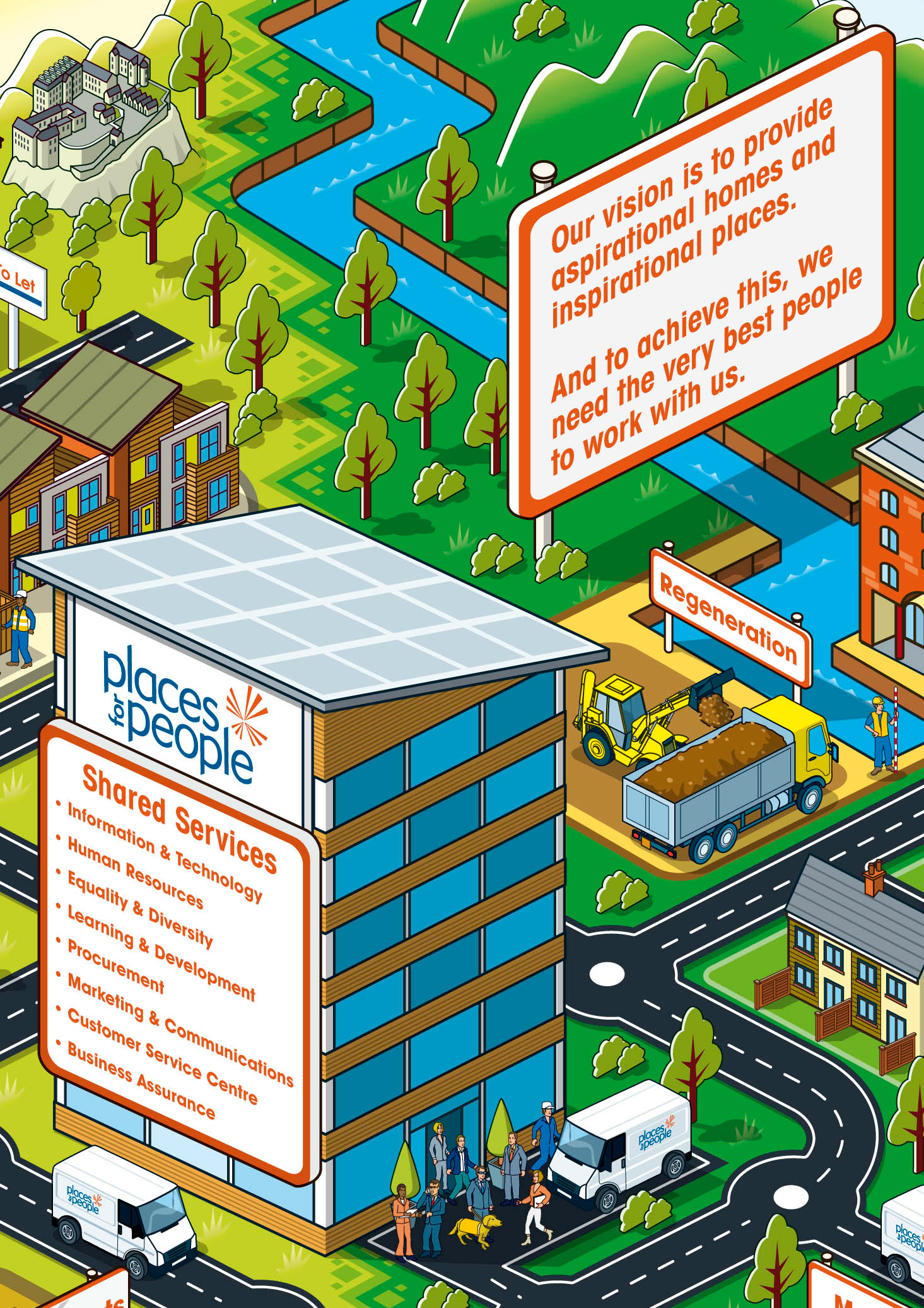 Bird's Eye View Map information graphic Illustration for property development
