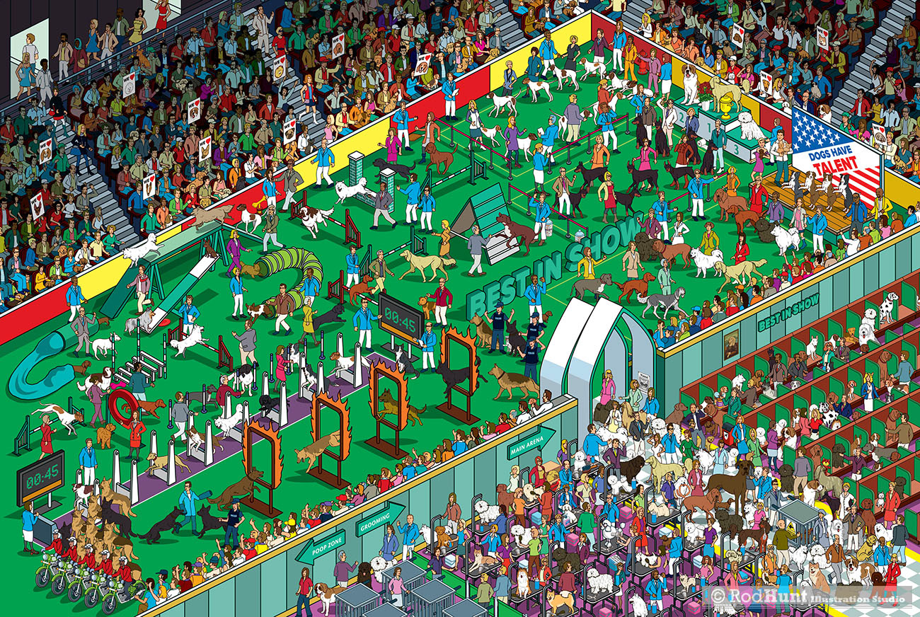 Crufts Dog show search and find picture book illustration